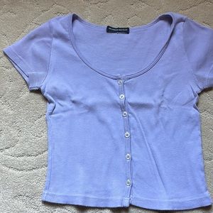 Light purple / lavender crop top button down